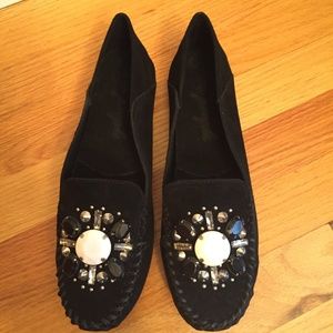 NEW Free People Black Suede Gemstone Moccasins